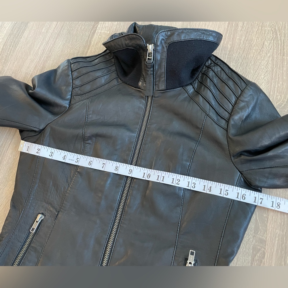 MACKAGE Artzia Genuine Lamb Black Leather Moto Jacket. XS - Picture 13 of 16